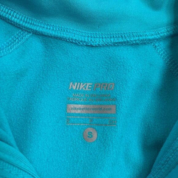 Nike Pro Shirt Womens S Small Blue Hyperwarm Thermal Thumbholes Sweatshirt - Picture 8 of 13